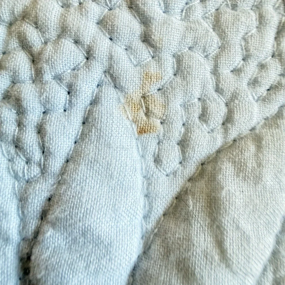 Matelasse Quilt Blue King Cotton Scalloped Bedspread Coverlet 88x92 Reversible